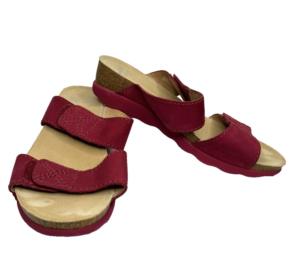 Dansko Sandals Womens Size 11 42 Red Leather Slide Wedge Slip On Comfort Walking